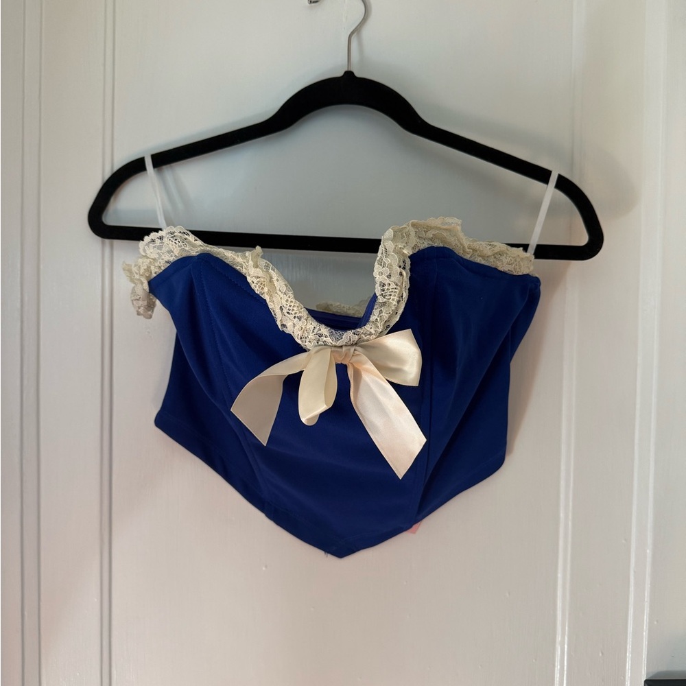 SHEIN Blue Lace-Trimmed Bandeau